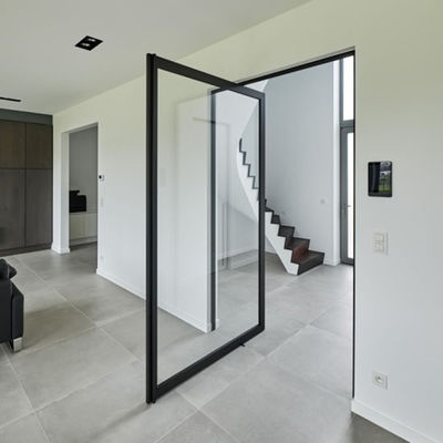 Puerta de entrada de tipo de vidrio de tipo de vidrio con cerradura de vidrio y marco de aleación de aluminio