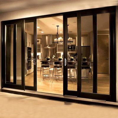 Apoyo en línea 24 horas Puerta corredera de aluminio con polvo recubierto de aleación de aluminio vidrio templado de acero inoxidable