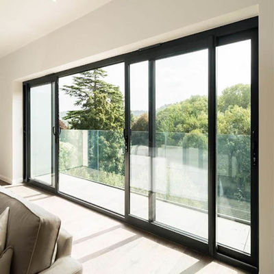 Puerta corredera residencial de aluminio con método de apertura de empuje y tira y vidrio doble templado
