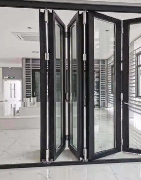Diseño del sistema de puertas plegables correderas de aluminio impermeable plegable térmico ruptura insonorizante Puerta de vidrio