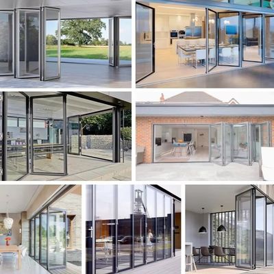 Mecanismo de bloqueo seguro Puertas de vidrio plegables de aluminio en plata/blanco/negro/personalizadas para instituciones educativas