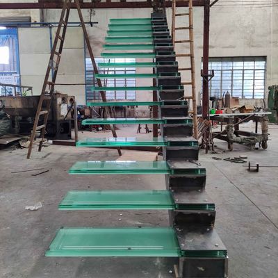 OEM/ODM Escalera de vidrio de diseño elegante personalizado con barandilla de vidrio y led automático