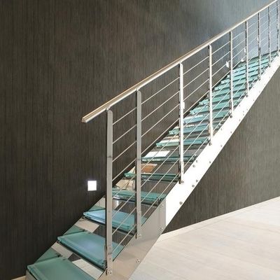 OEM/ODM Escalera de vidrio de diseño elegante personalizado con barandilla de vidrio y led automático