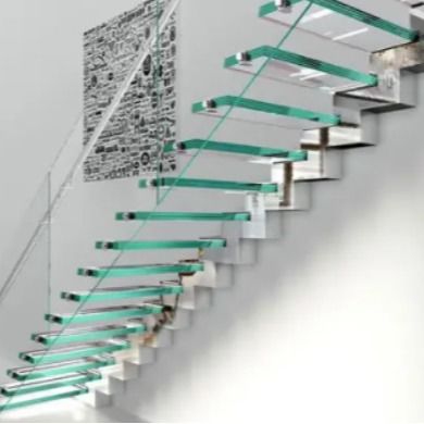 OEM/ODM Escalera de vidrio de diseño elegante personalizado con barandilla de vidrio y led automático