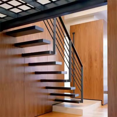 Escaleras flotantes de madera maciza para interiores instaladas en la pared Invisible Stringer Casa remodelación Escalera prefabricada Instalación DIY