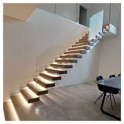 Escalera de madera de roble blanco segura y duradera recta en forma de L en forma de U tipo de división o espiral
