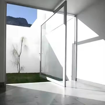 Puerta de pivote frontal de aluminio de diseño residencial moderno con hardware de acero inoxidable 304 y perfil de aluminio