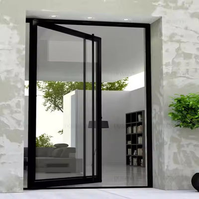 4-12 mm de doble acristalamiento de aluminio puerta de giro con vidrio transparente y material de red de pantalla de acero inoxidable