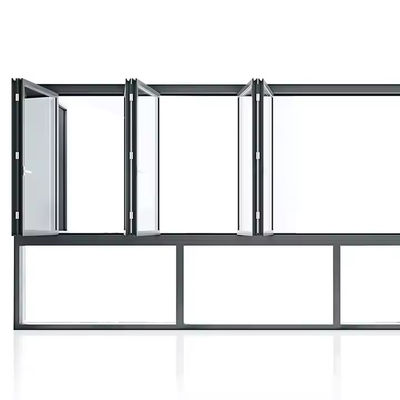 Ventana de aluminio vertical de doble plegado de alta eficiencia energética con vidrio y marco personalizados