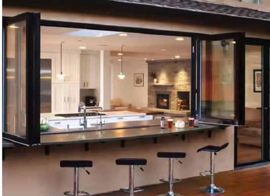 Ventana de aluminio plegable de aislamiento térmico para aislamiento acústico e insonorizante