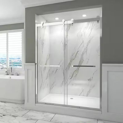 Puerta corredera de ducha impermeable e aislada en marco de acero inoxidable con vidrio