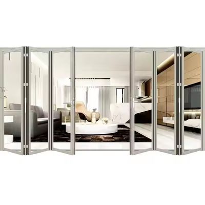 Puerta corredera de patio de vidrio de aluminio de marco blanco de doble plegado