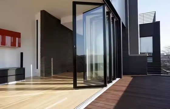 Puertas plegables de acordeón exterior de entrada Puertas plegables de vidrio de aluminio para terraza