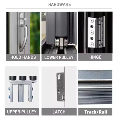 Puerta de aluminio a prueba de sonido y agua aislada Bi puerta plegable de vidrio puerta de separación