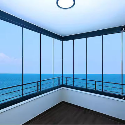 Cortina de puerta de vidrio templado sin marco corredera plegable, puerta divisoria de balcón