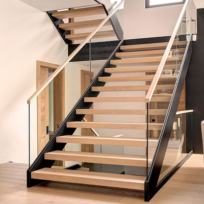 Barandilla de escalera de vidrio con perfil en U de aluminio con marco de pasamanos superior y abrazadera de vidrio