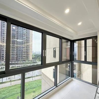 Ventanas corredizas de aluminio con rotura térmica y vidrio templado para tormentas con mosquitero