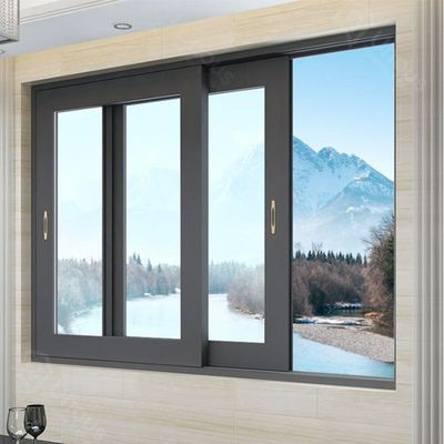 Ventanas corredizas de aluminio con rotura térmica y vidrio templado para tormentas con mosquitero