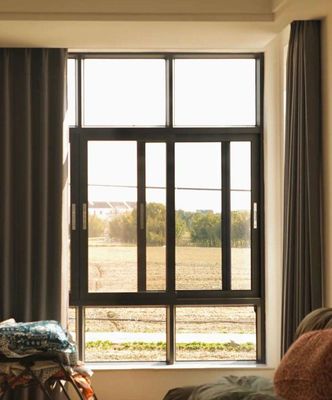 Ventanas corredizas de aluminio con rotura térmica y vidrio templado para tormentas con mosquitero