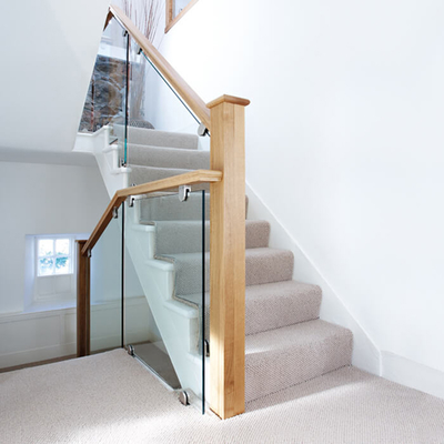 Barandilla de escalera con panel de vidrio templado sin marco, diseño ajustable, abrazadera de agarre en arco, accesorios 304 316