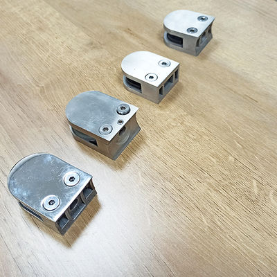 Barandilla de escalera con panel de vidrio templado sin marco, diseño ajustable, abrazadera de agarre en arco, accesorios 304 316