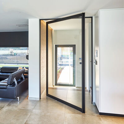 6+6mm 8+8mm Clear Tempered Laminated Glass Iron Steel Security Pivot Door