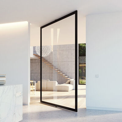 6+6mm 8+8mm Clear Tempered Laminated Glass Iron Steel Security Pivot Door