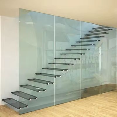 Formas personalizadas Diseño de escaleras flotantes con barandilla de vidrio 10 mm Selecciones de espesor de vidrio