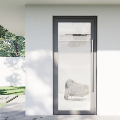 Dormitorio de vidrio doble templado de aluminio Cuadro de puerta de vidrio con acabado de superficie de revestimiento en polvo