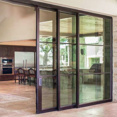 Apoyo en línea 24 horas Puerta corredera de aluminio con polvo recubierto de aleación de aluminio vidrio templado de acero inoxidable