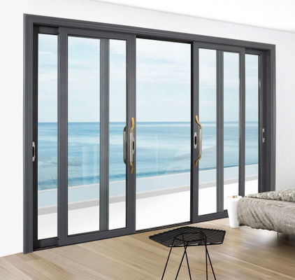 Puerta de vidrio corredera negra de acordeón con cerradura interna grande y moderna Puertas de vidrio doble personalizadas