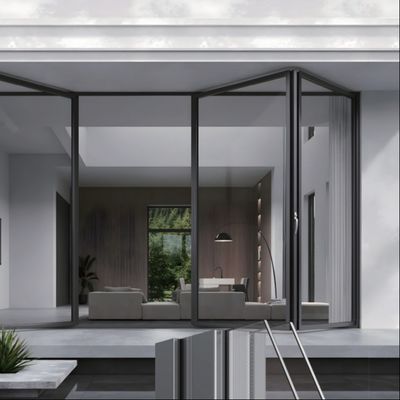 Mecanismo de bloqueo seguro Puertas de vidrio plegables de aluminio en plata/blanco/negro/personalizadas para instituciones educativas