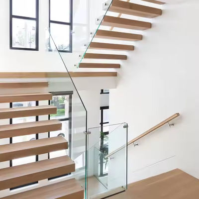 Escalera flotante de madera maciza para el hogar interior Casa residencial DIY de la fábrica de escaleras de Foshan