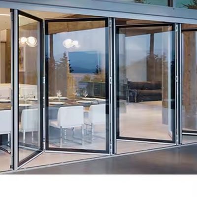 Puertas plegables de acordeón exterior de entrada Puertas plegables de vidrio de aluminio para terraza