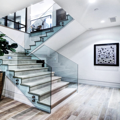 Barandillas de escalera personalizadas con vidrio templado para barandilla de escalera interior