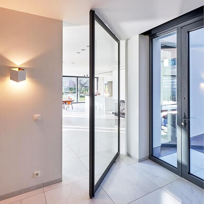 Puerta pivotante de seguridad de acero y hierro de vidrio laminado templado transparente de 6+6 mm 8+8 mm